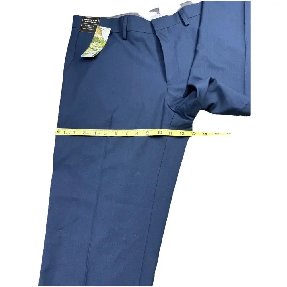 Haggar Premium Comfort Mens Straight Fit Dress Flat Front Pant 36W x 29L‎ Navy